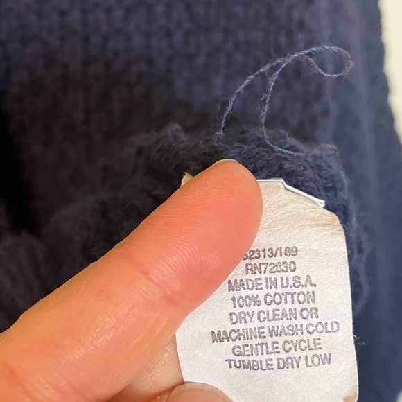 Smythe women’s Men's unisex Navy Cotton cable Knit made in USA Sweater - Picture 4 of 5